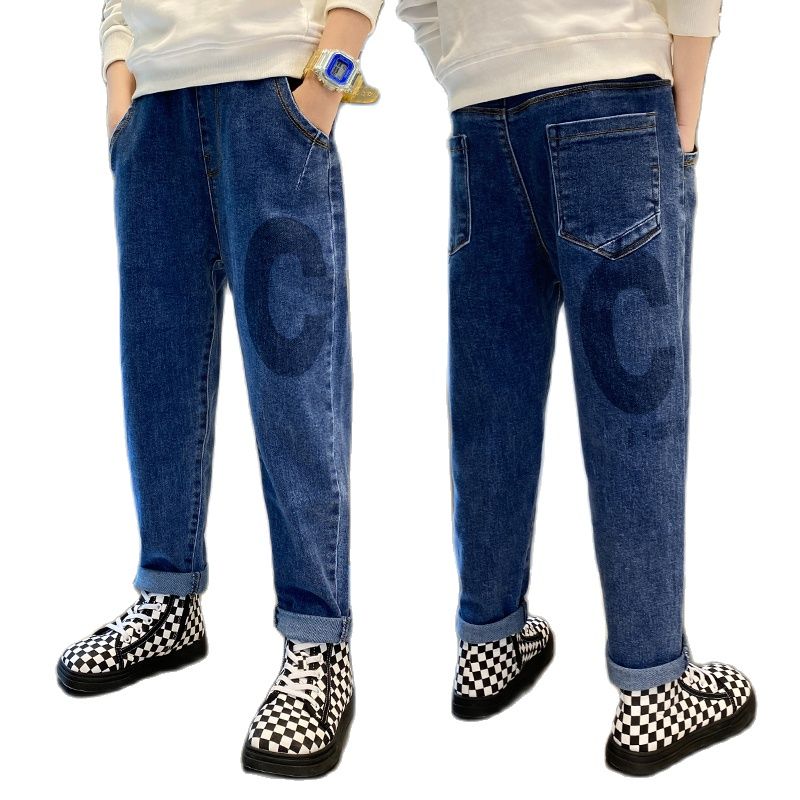 Otoño Jeans Denim para Niño Pantalones de Ropa adolescente imprimir pantalones casuales niños Pantalones Bebé niños azul Pantalones