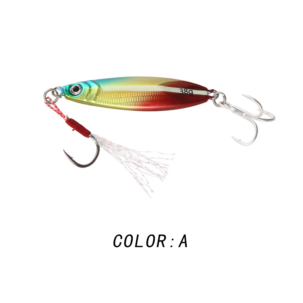 20g/30g/40g Japanese metal jigging lure Artificial Hard Bait saltwater fishing lure slow pitch casting luminous jig with treble: ColorA / 38g