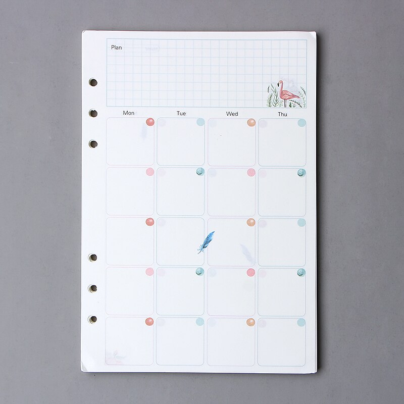6 Holes A5 A6 Loose Leaf Notebook Refill Spiral Binder Planner Inner Page Inside Paper Dairy Weekly Monthly Plan To Do Notebook: style5 / A5