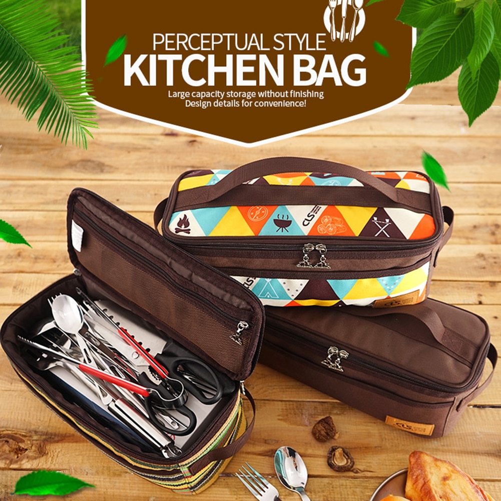 Cooking Storage Bag Portable Picnic Basket Camping Cookware Kitchen Bbq Camp Cooking Tool In Stock Backpacking Utensil Organizer
