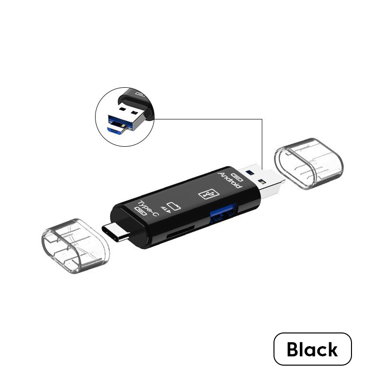 Szybki uniwersalny OTG 6 w 1 wielofunkcyjny czytnik kart USB i USB C i Micro TF Adapter MicroSD do przedłużacza komputera przenośnego: Różowy