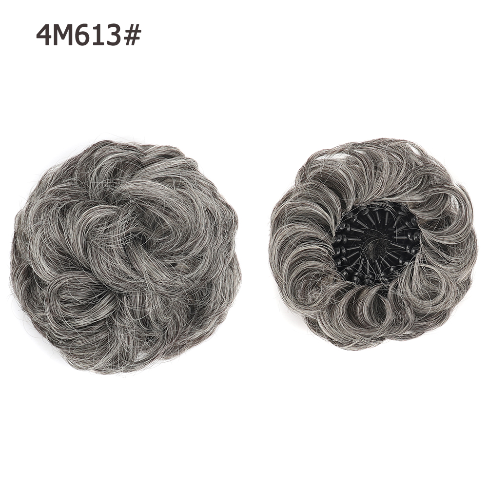 Nueva pieza de pelo de moño desordenado, moño esponjoso sintético en forma de Nido de Pájaro, extensiones de moño de pelo rizado ondulado retráctil para mujeres y niñas: P4 / 613