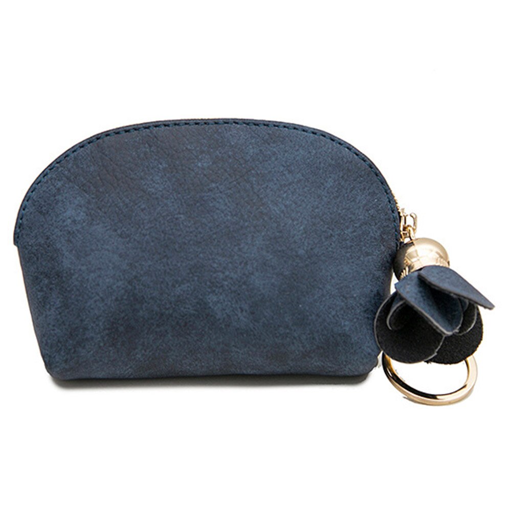 Nøkkelorganisator lommebok dame pu skinn mini lommebok zip mynt veske kort nøkkelholder etui veske carteira feminina: Marineblå