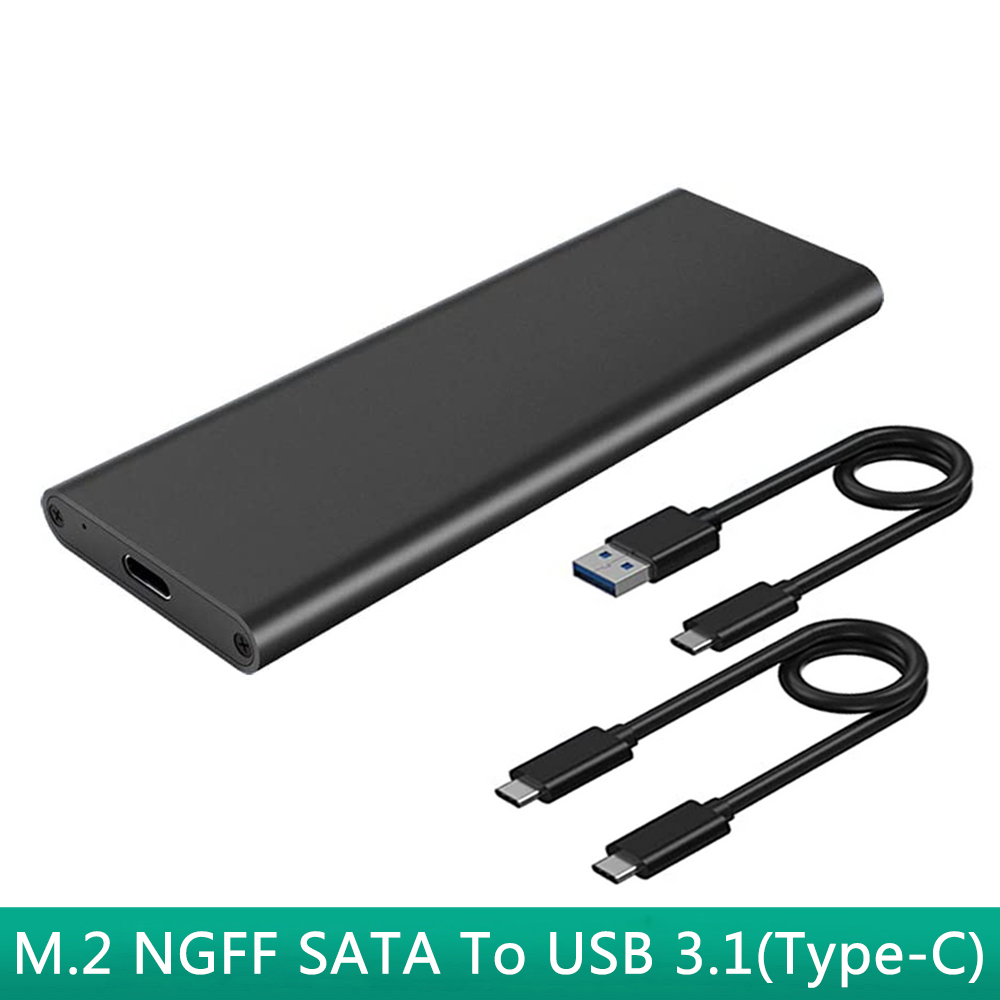 Zomy M.2 SATA NGFF To USB 3.1 Type-c Gen2 Hard Disk SSD Case 10Gbps Portable Solid State Drive External Black Grey HDD Enclosure: Black