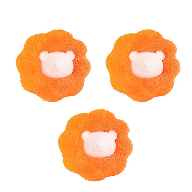 Reusable Hair Removal Laundry Balls Washing Machine Lint Catcher Reusable Hair Removal Animal Shape Cleaning Balls: 3 pcs orange