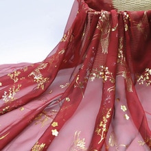 Dress Dancing Fabric Bronzing Chiffon Fabric Flower Shiny Fabric Bronzed Costume Material DIY Stage Cosplay Dress 1Meter