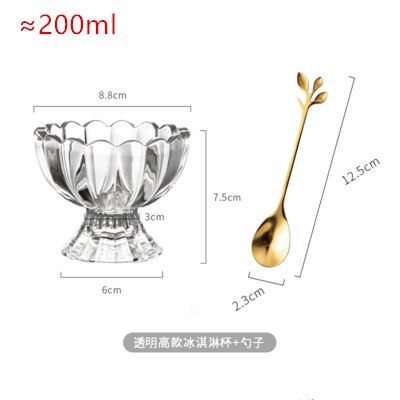 Glass ice cream cup dessert smoothie milkshake ice cream cup saucer ice cream glass bowl: 115-KL9