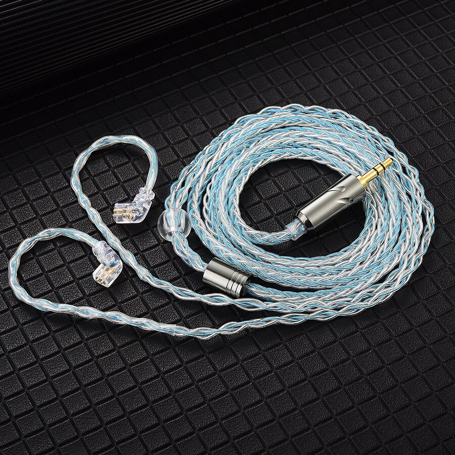 QKZ T1 8 Core TC Silver Plated Use For ZXD ZXN ZXT VK4 Pro ZX2 ZAX2 ZX3 ZX1 ZXK Hifi Earphone Update Cable MMCX/2Pin Connector: T1 blue
