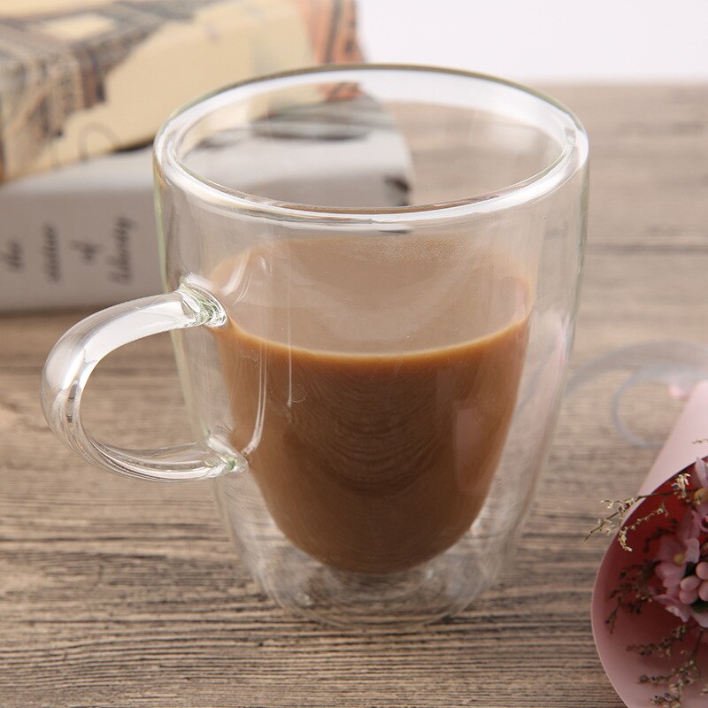 260ml värmebeständig kaffekopp dubbelvägg transparent söt mjölk te glas kopp cocktail vodka vinmugg julkopp