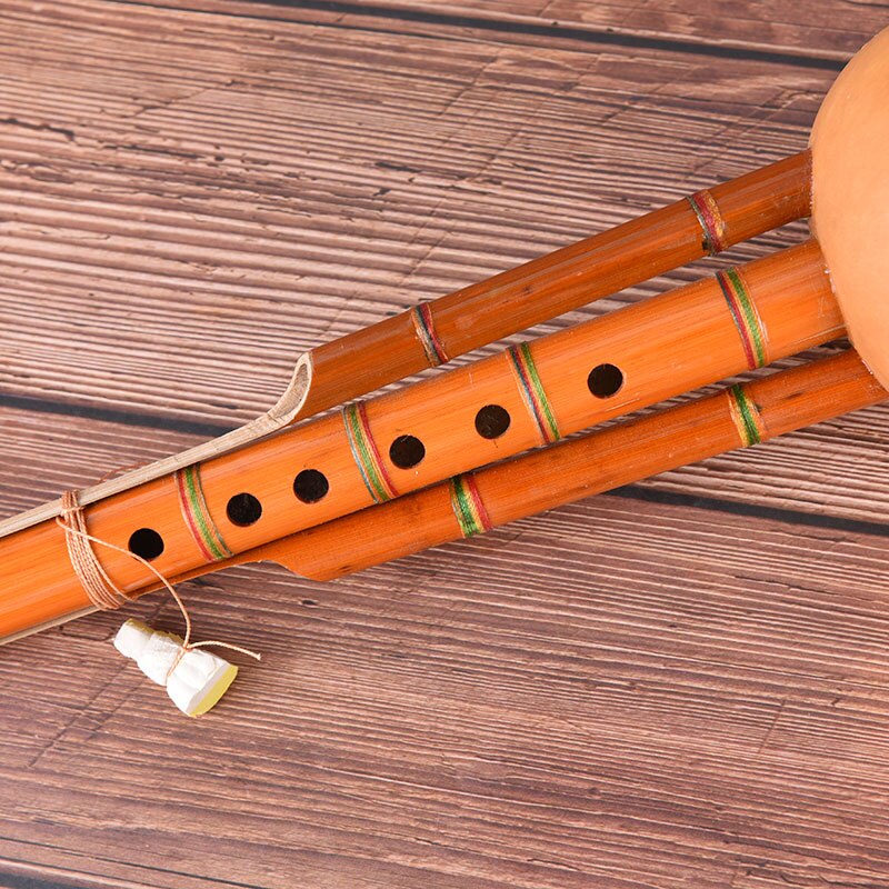 Chino hecho a mano Hulusi Brown bambú calabaza Cucurbit flauta instrumento Musical étnico C clave para principiantes amantes de la música