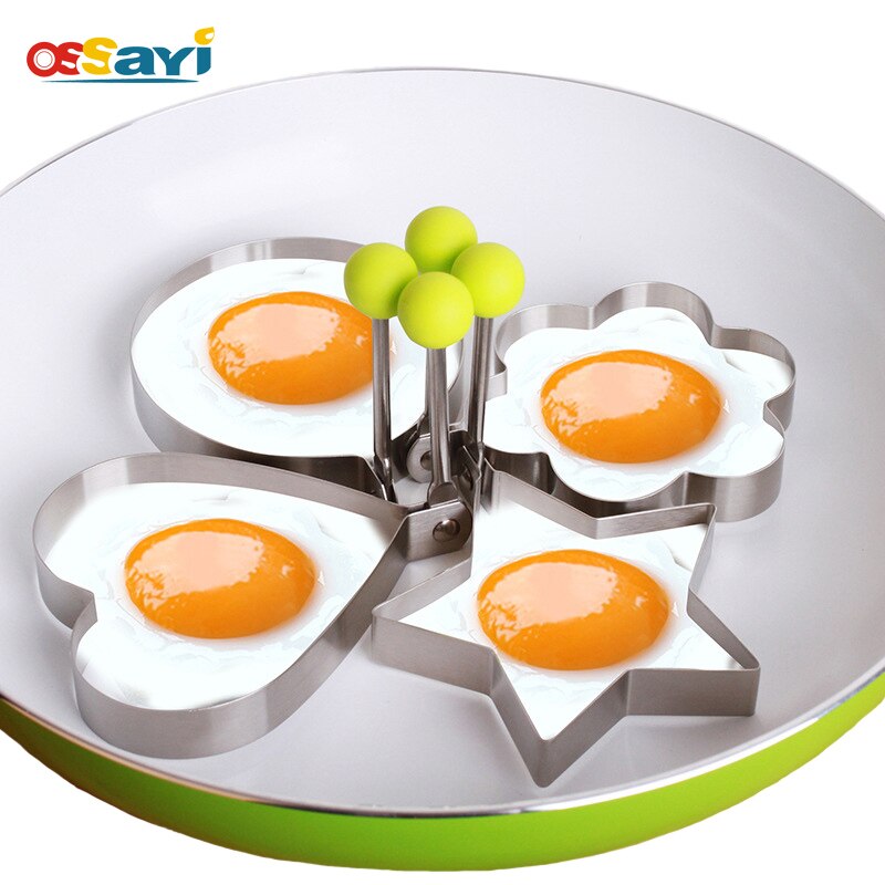 DIY molde de huevo frito de estrella de acero inoxidable flor redondo de forma de corazón de amor de desayuno huevo Omelette herramientas
