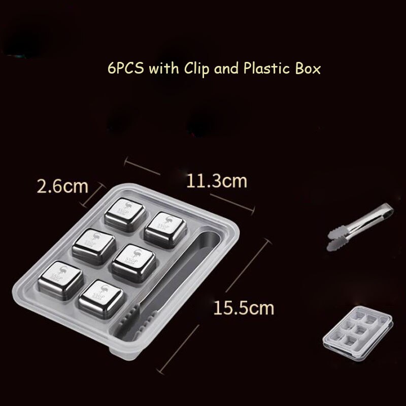 304 Stainless Steel Ice Cubes Reusable Metal Chilling Stones With Whisky Keep Cold for Bar KTV: D