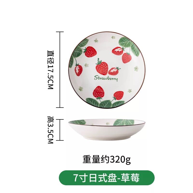 Ins Style Fruit dessiné à la main en céramique saladier assiettes ensemble bol à soupe bol de stockage vaisselle ensemble directe: K