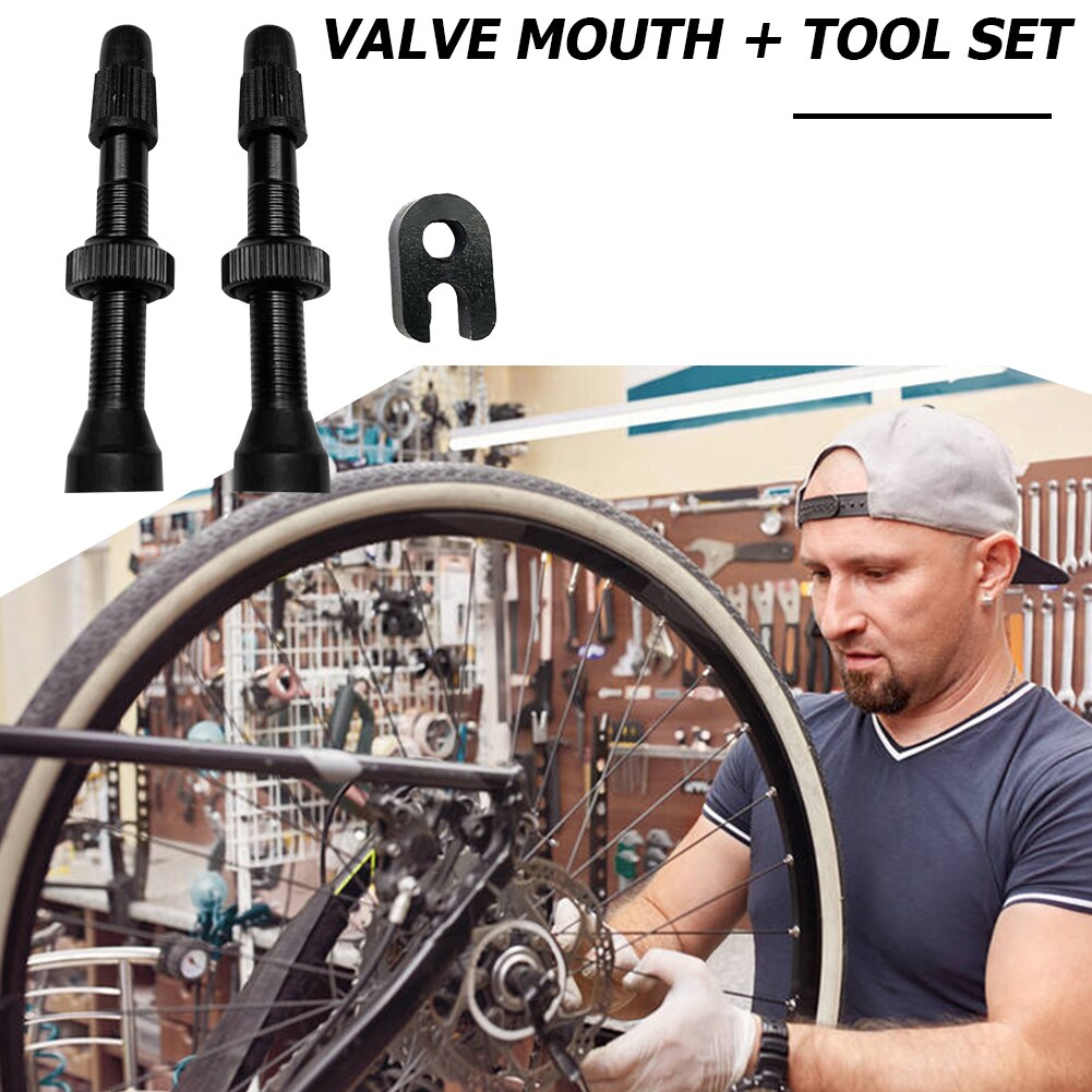 1 Pair Bicycle Presta Valve Brass Core Tubeless Tire Valve Core 54mm Alloy Stem with Tool for MTB Mountain Road Bike Bicycle