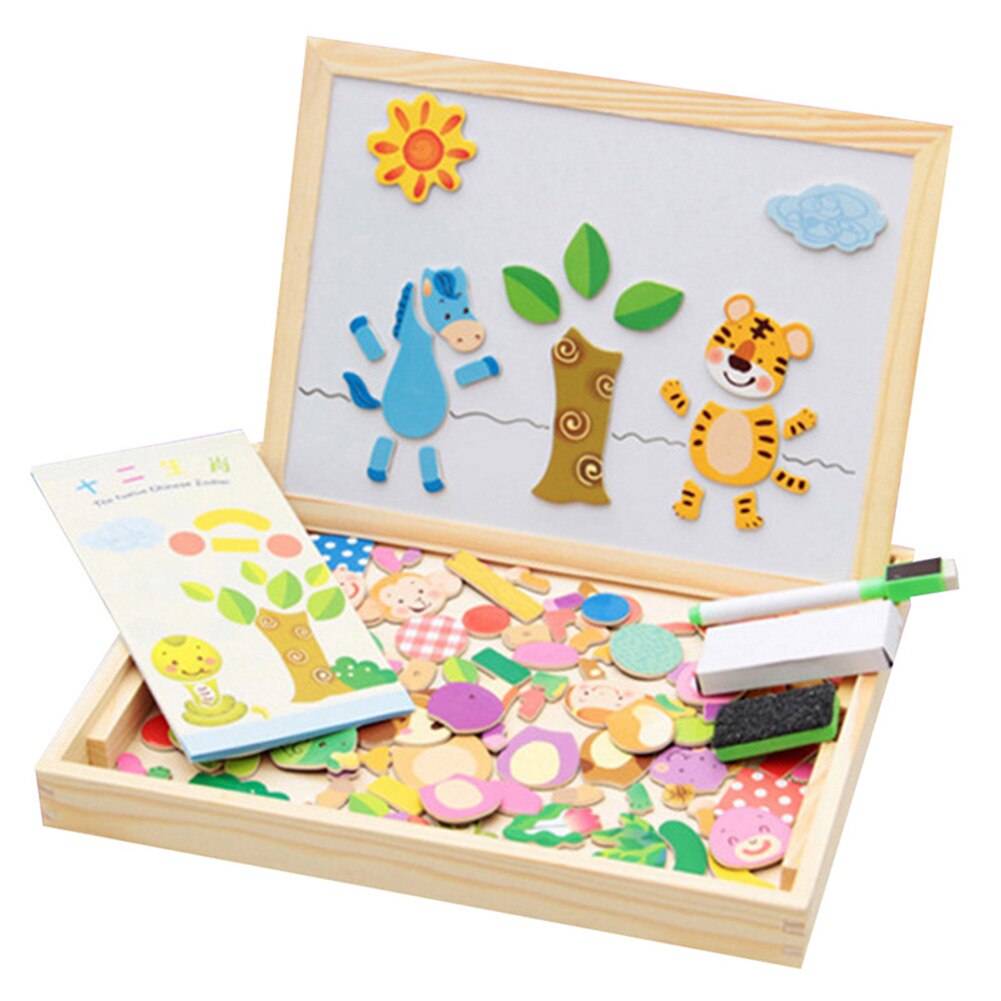 Kids Master Educatief Magnetische Doos Met Whiteboard En Krijtbord Jigsaw Board Houten Puzzel Speelgoed AN88: D