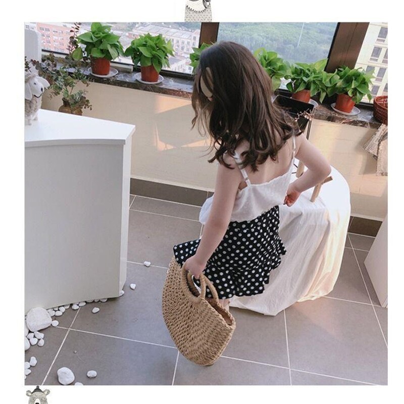 Gonna da bambina estiva gonna da bambina elasticizzata con macchie retrò per bambini gonna a coda di pesce in Chiffon colore nero P2 166