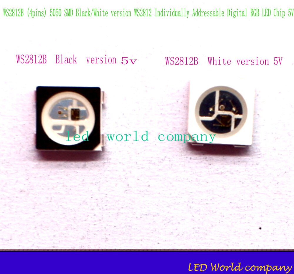 10pcs WS2812B (4pins) 5050 SMD Black/White version WS2812 Individually Addressable Digital RGB LED Chip 5V