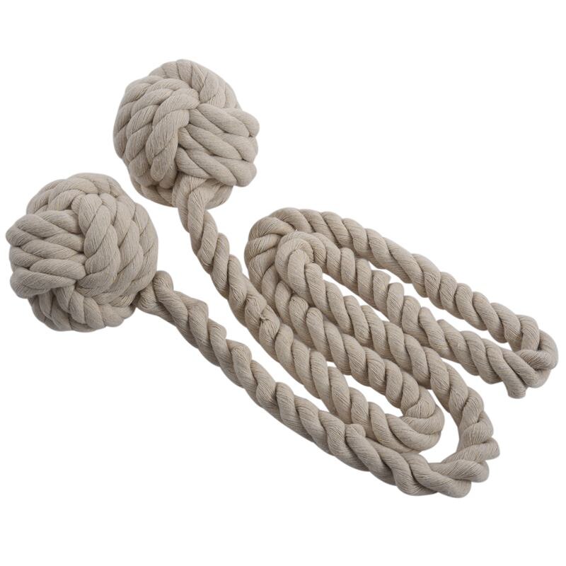 Fine Hand Tied Curtain Clip Drapery Tassels Curtain Tiebacks/Tassel Window Cotton Rope Tie Ball Back Accessories 132cm (creamy-w