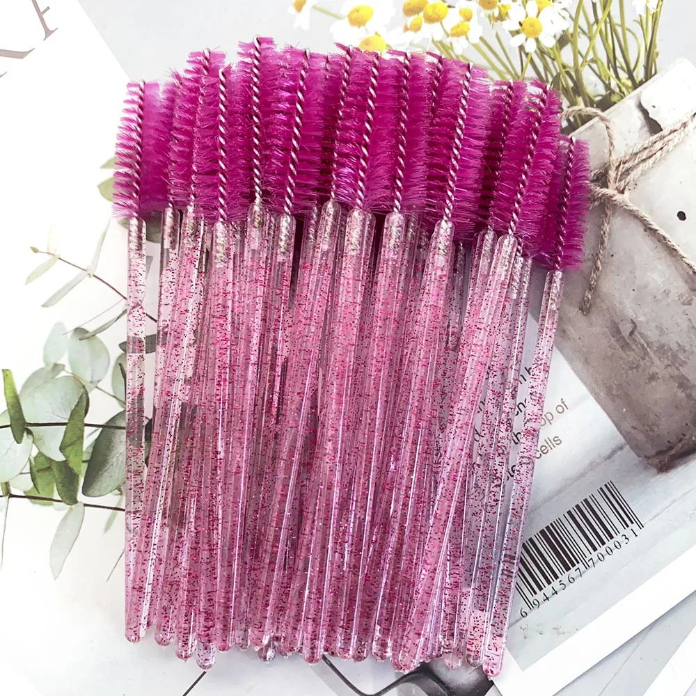 Wegwerp Kristal Wimpers Borstel Kam 5/50 Stuks Wimpers Extension Mascara Wands Make-Up Professionele Make-Up Beauty Tool: YELLOW