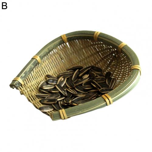 Bamboo Weaving Storage Basket Handmade Open Bamboo Sieve Handwoven Drying Bamboo Basket Dustpan Snack Trays Food Storage: B