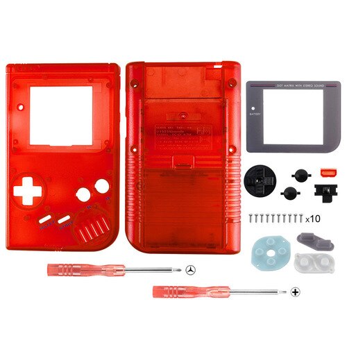 OSTENT Full Housing Shell Case Cover Replacement for Nintendo GB Game Boy Console: Clear Red