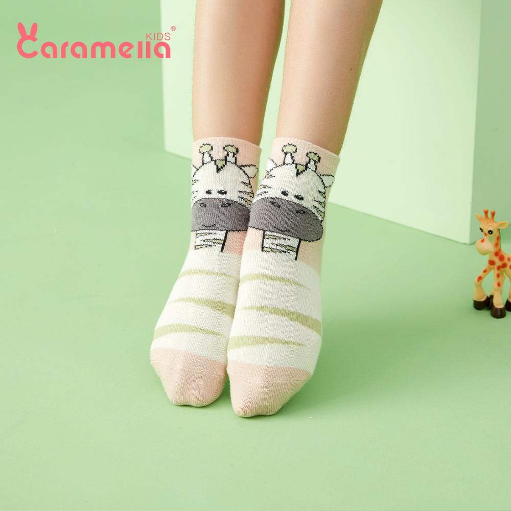 Caramella Mesh Kids Socks 3Pairs Cute Pink Baby Girls Hosiery Funny Girraffe Cartoon Baby Socks 0-12 years