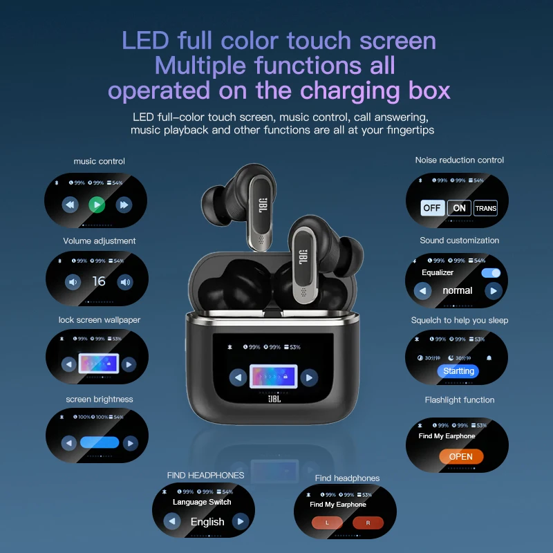 JBL Tour Profi 2 Drahtloser Bluetooth-Kopfhörer, Touchscreen-Steuerungsvolumen, intelligente Kopfhörer, 350 mAh, lange bereithalten-Zeit, JBL Tour Profi2