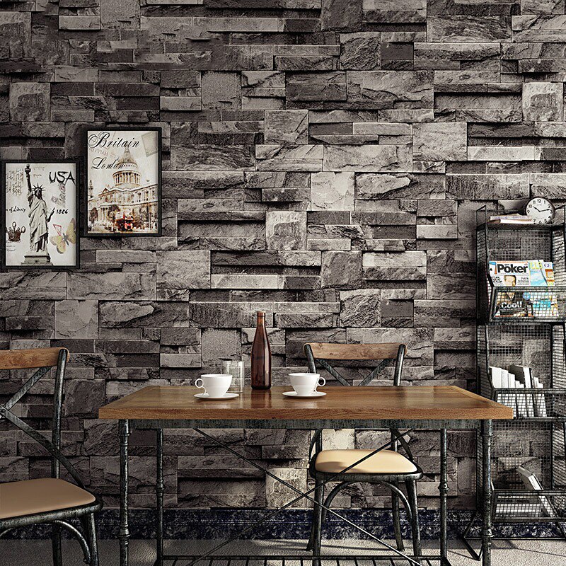 Steen Behang Chinese Stijl Imitatie Marmer Cultuur Steen Retro Baksteen Baksteen Baksteen Baksteen 3D Achtergrond Muur Papier