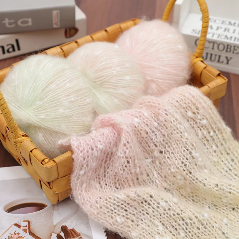 Hilo de Mohair de Alpaca para ganchillo, paquete de 150g de puntos coloridos para tejer chal, ropa, bufanda, hilo de lana teñido segmental degradado para bebé