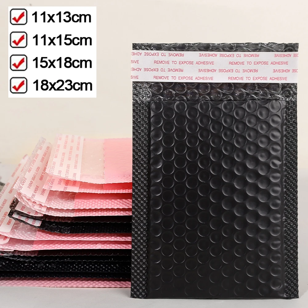 50-10 Uds. Sobre de burbujas negro/rosa autosellado acolchado sobres de burbujas paquetes de impermeables para suministros de maquillaje de joyería