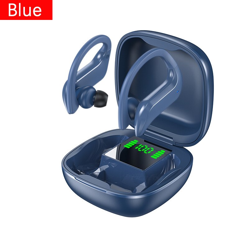 VOULAO Bluetooth Earphone Led Display Wireless Headphone TWS With Microphone Stereo Earbuds Waterproof Noise Cancelling Headsets: Blue