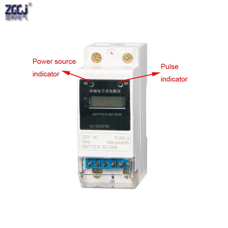 2 P din enery meter lcd-scherm eenfase 0-999999.9kWh Din energy meter 220 V, 50Hz