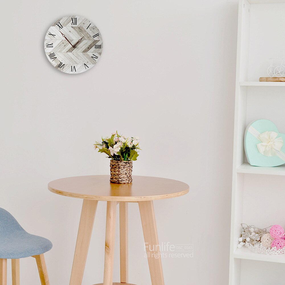 Kort digital klokke årgang romertall rustikk stil stue hjem interiør deco treveggklokke