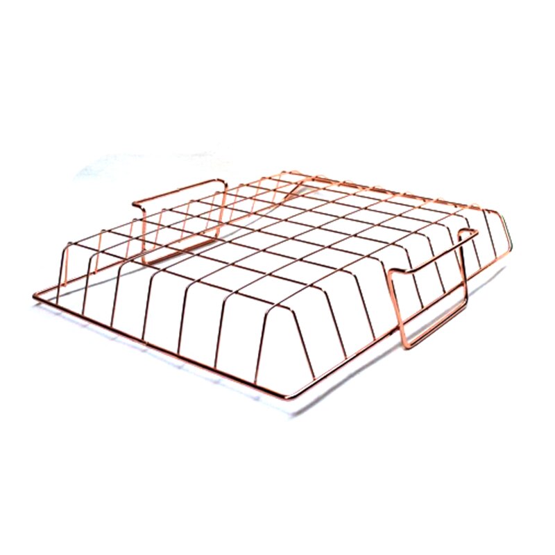 Rose Golden Office School Supplies Desk Accessories Organizer File Tray Mesh Wire Metal Document Tray Stackable File Tray