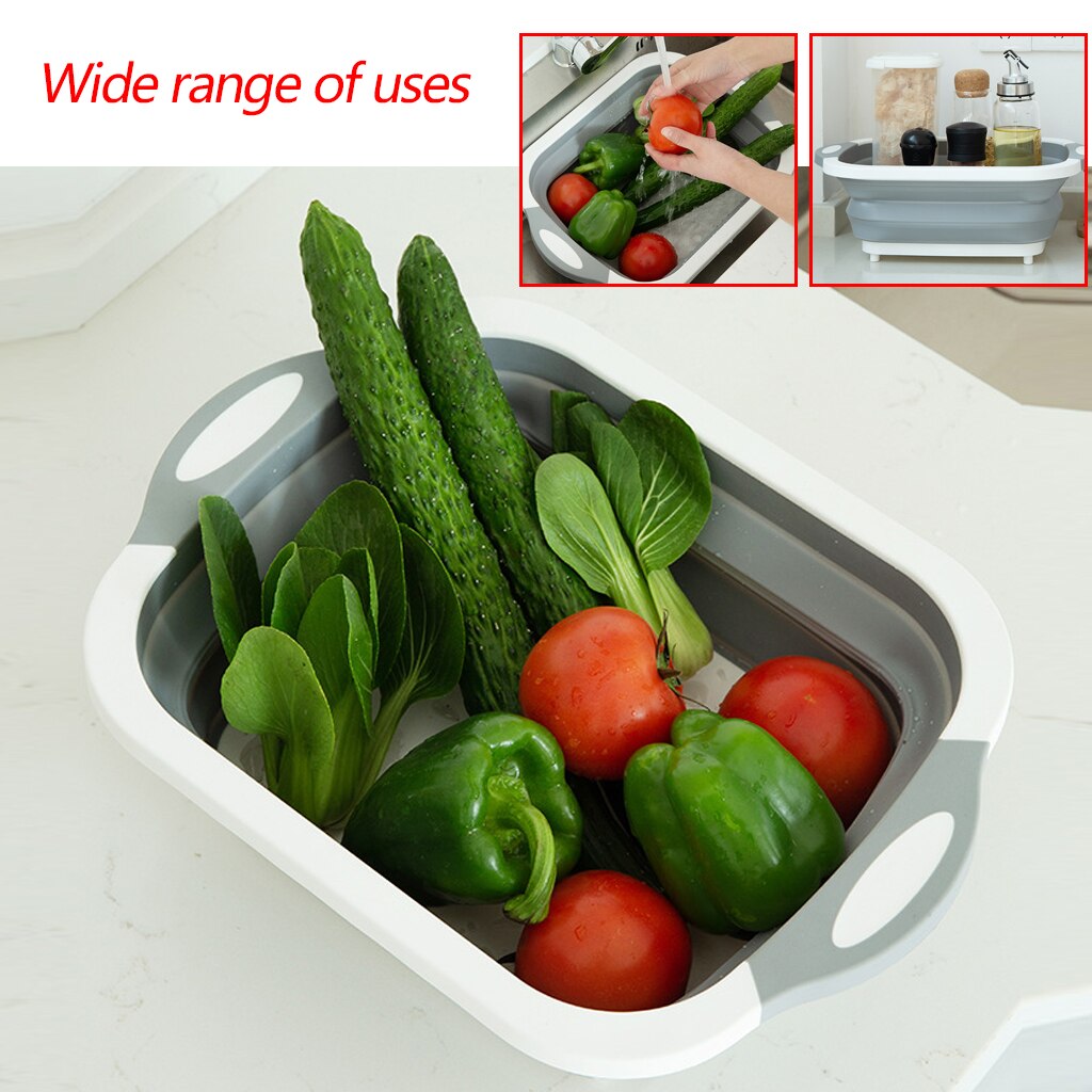 Multifunctional Foldable Cutting Board PP Sink Storage Basin Chopping Blocks Fruit Vegetable Washing Drain Basket Kitchen Stuff