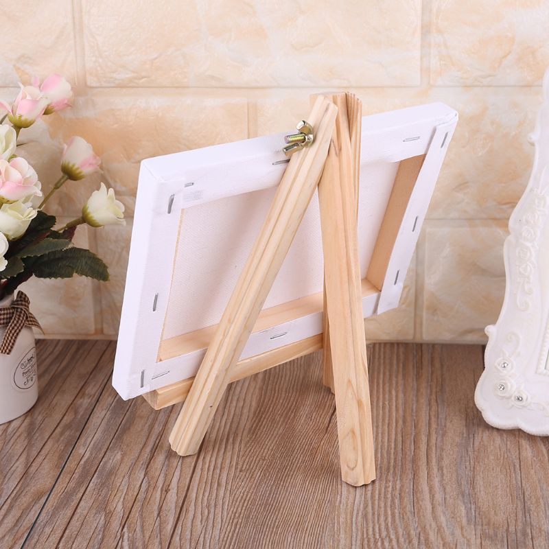 Mini Canvas and Natural Wood Easel Set For Art Painting Drawing Craft Supply