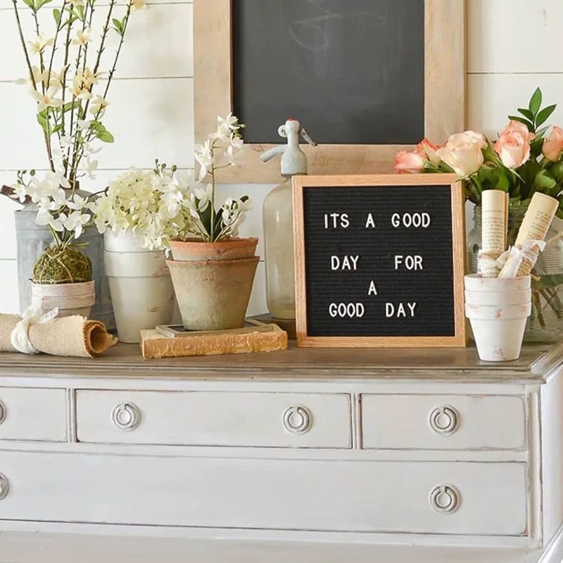 10x10 Inches Double Sided Felt Letter Board Changeable Message Black Sign Message Home Office Decor Board