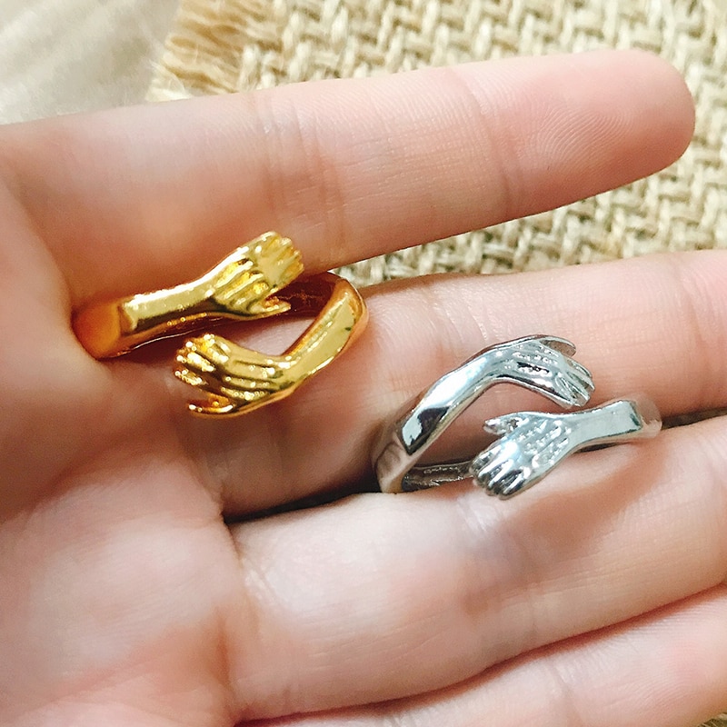 Îmbrățișare gotică mâinile musculare inele pentru femei bărbați inel cu manșetă deschisă reglabilă petrecere inele de cuplu de nuntă bijuterii vintage anillos bague