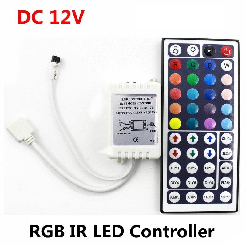 DC 12V 6A 72W IR RGB LED Controller 44 Toetsen LED Driver Afstandsbediening Dimmer Voor LED Strip RGB SMD 2835 3528 5050 3014 5630