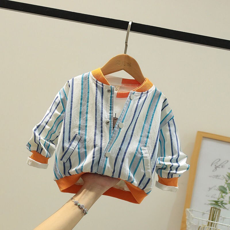 Kids Clothes Baby Boy Jackets Boys Spring Autumn Striped Long Sleeve Flight Jacket Windbreaker Children Sport Coat Clothes A41: White / 6