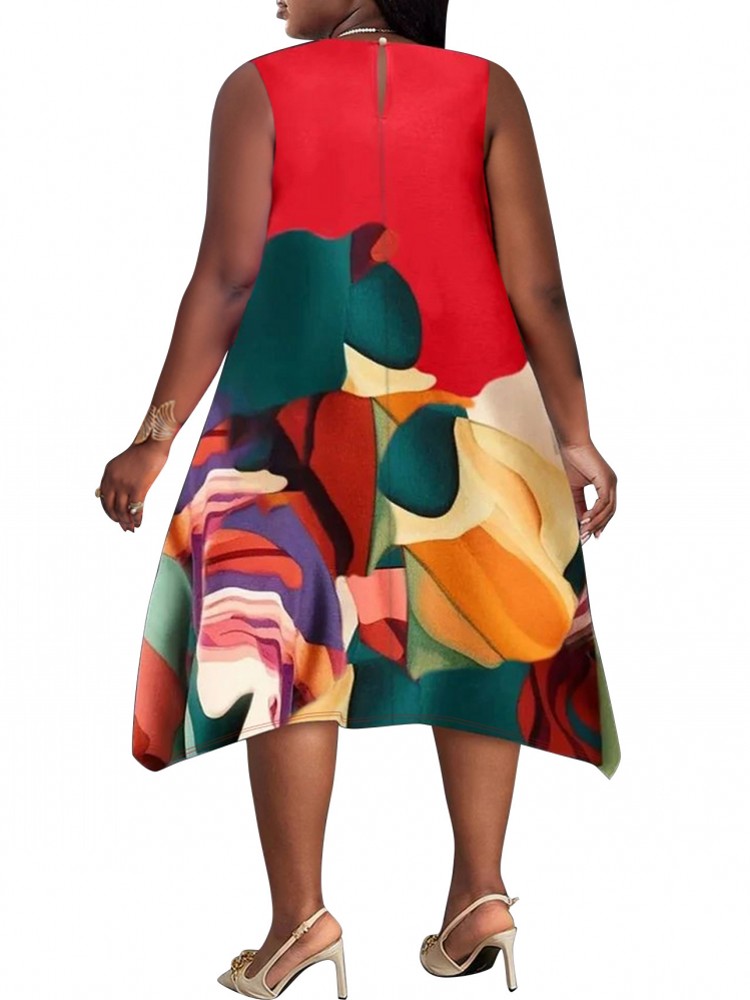Xl -5xl pluss størrelse klær kjoler dame morgenkåper sommer høst ermeløs gatestil avslappet 3xl 4xl store størrelser midikjole oversize