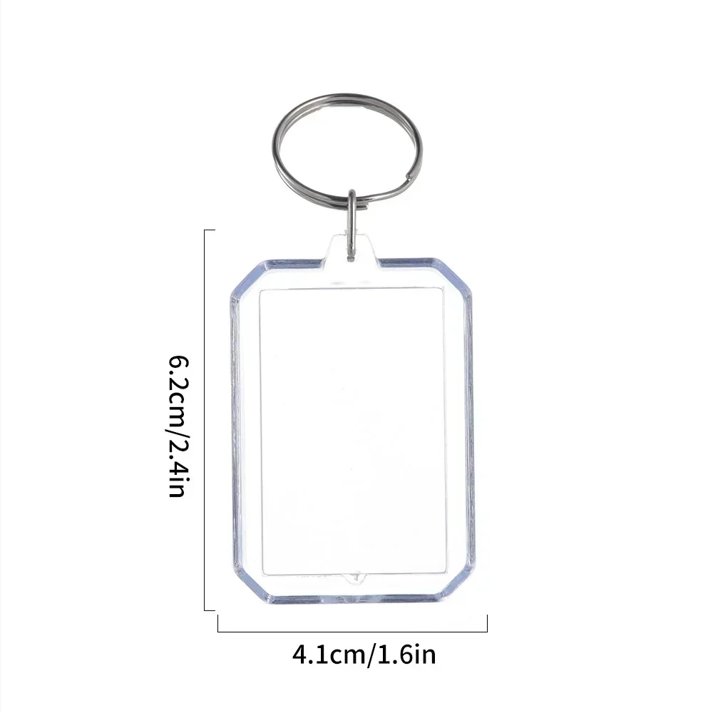 Transparent Blank Acrylic Photoes Frame Keychain DIY Photo Insert Rectangle Clothes/Octagonal Shape Split Ring Key Chain: GRAY / green