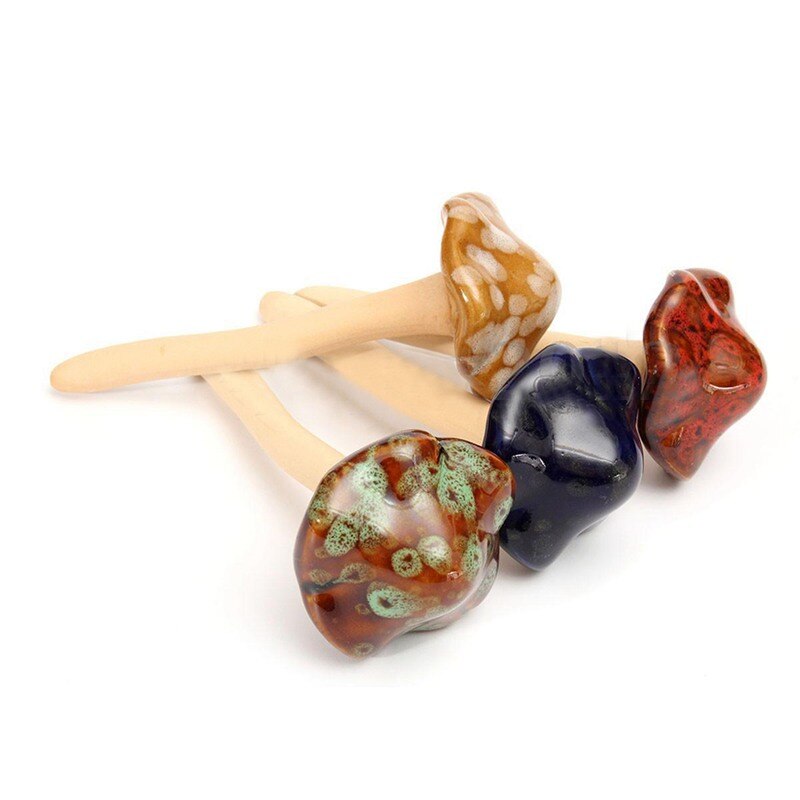 4Pcs Ceramic Toadstools For The Garden Tinkling Mushrooms Garden Ornaments Decor: Default Title