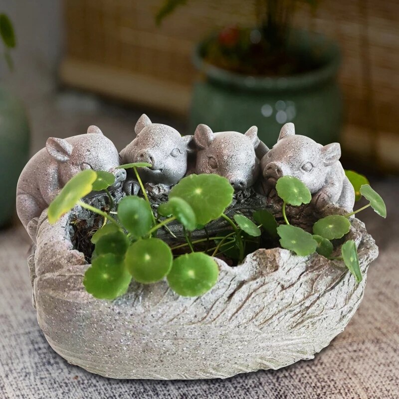 Neue GrüNe Rettich Hydrokultur Sukkulente Blume Topf Kreative Ebene Blumentopf Zimmer Blumen Heimat Dekorationen Nette Schwein Vase Ornamente
