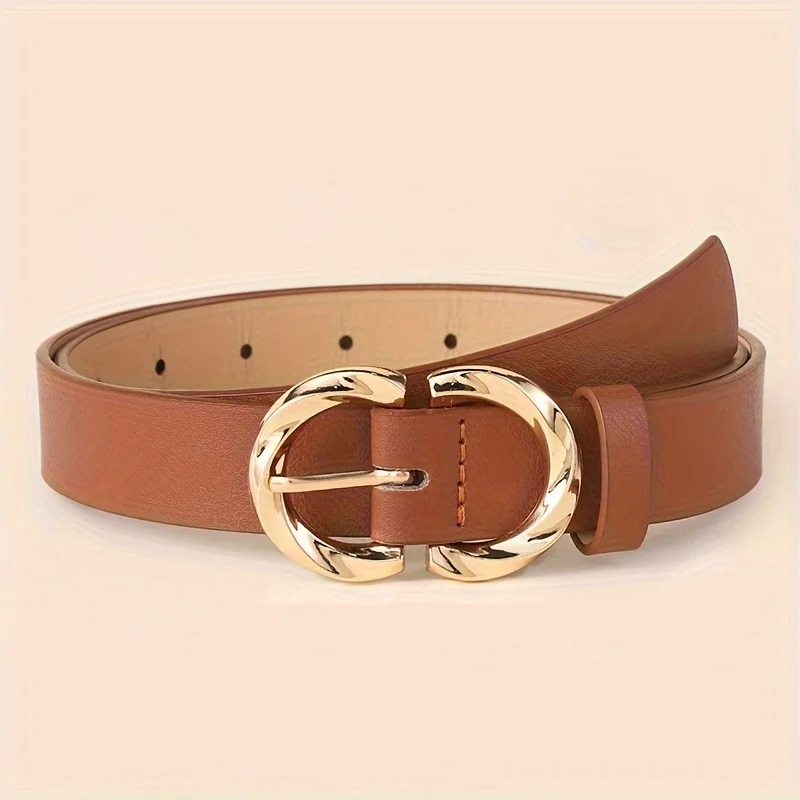 Cinturón de PU con hebilla de Metal para mujer, cinturón clásico a la , accesorios para vestido vaquero, 1 ud.