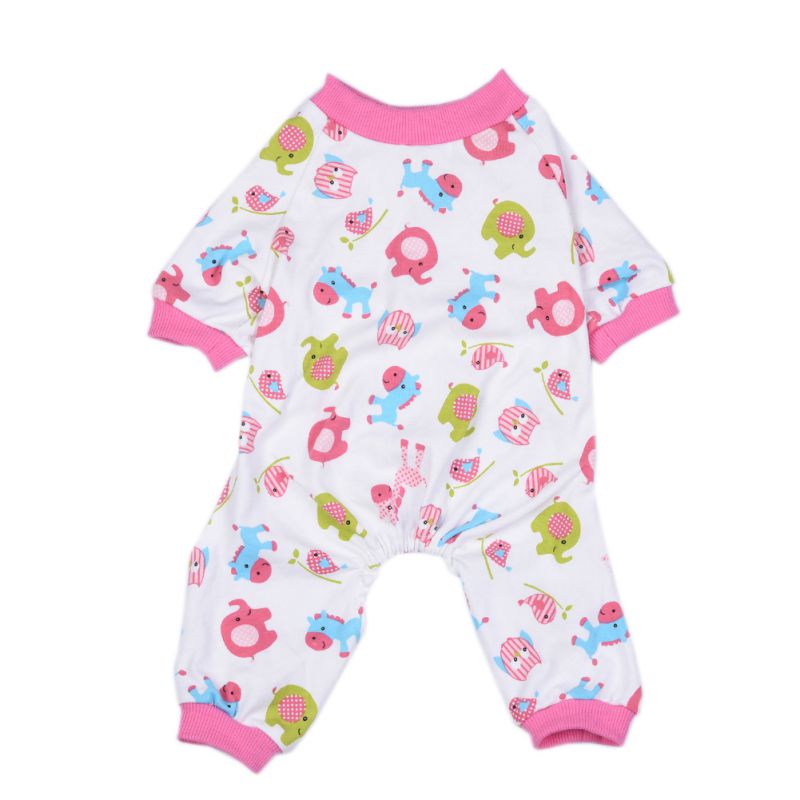 Schattige Pony Hond Print Pyjama Comfy Katoen Pet PJS Shirts Roze Blauw Honden Kleding En J: L