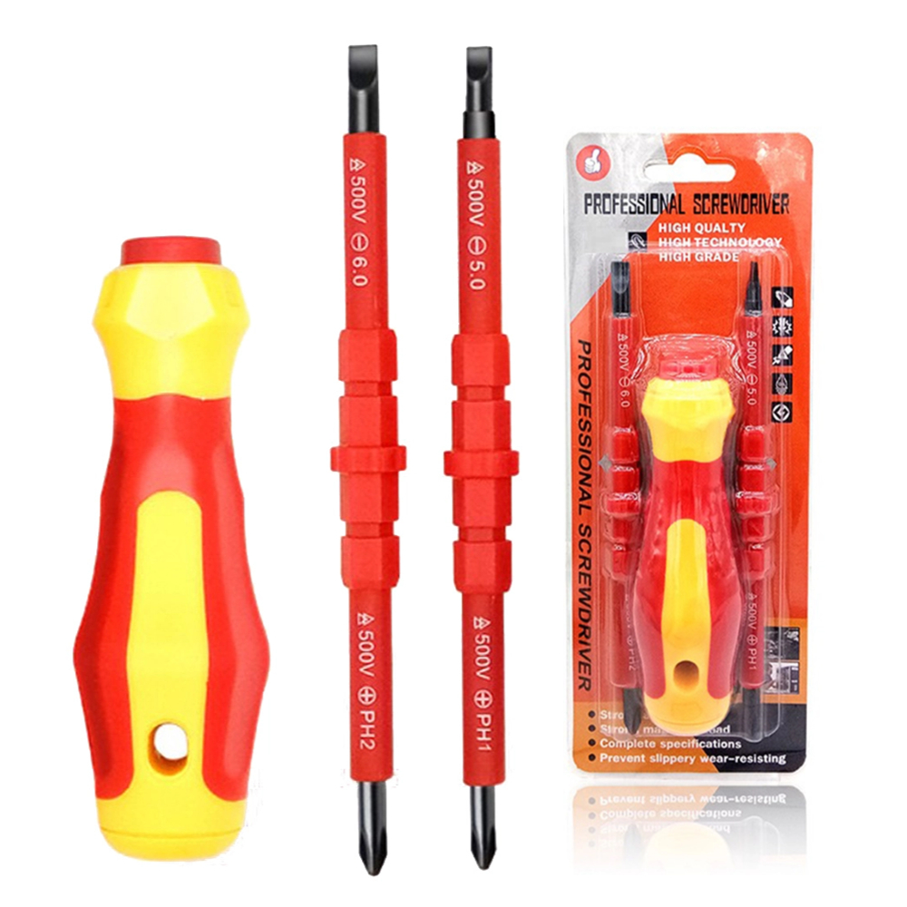 3-in-1 geïsoleerde schroevendraaierset PH1/PH2 multifunctionele schroevendraaier elektriciens kruisschroevendraaier bit gereedschapsset