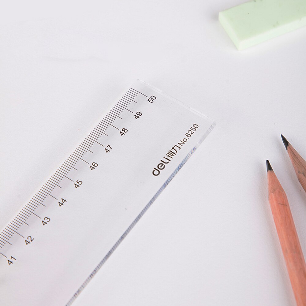 Deli Multi-standard Plastic Ruler Durable 20cm/30cm/40cm/50cm/60cm For Student Office Drawing Writing Measurement Tool Stationer