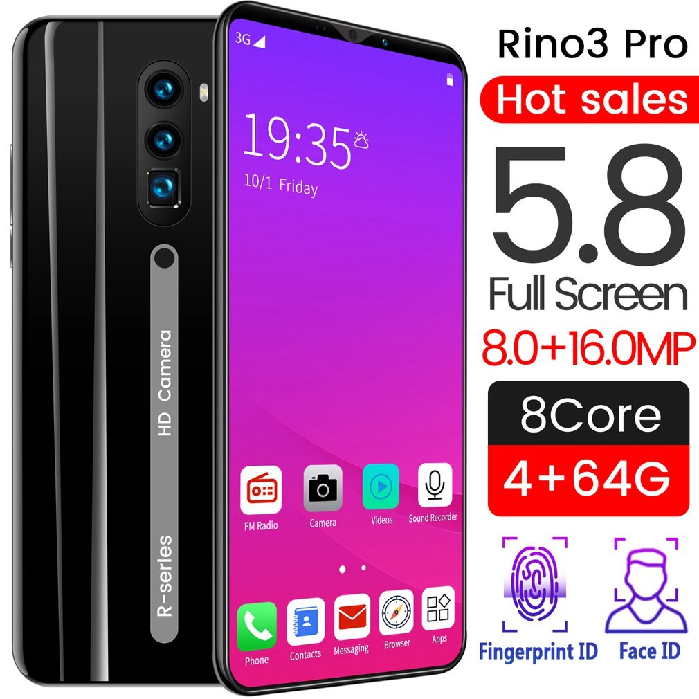 3G Smartphone 5.8 Inch Full Screen Android Hd Screen Smartphone Vingerafdruk Unlock Machine 4 + 64G Flash Memory