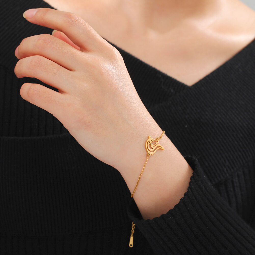 Cazador de cabeza de Lobo para mujer, pulseras de mano de acero inoxidable, joyería, amuleto de tótem fresco, de San Valentín al por mayor 2022